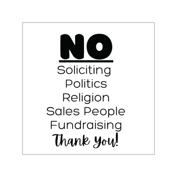 No soliciting, Square Vinyl Sticker