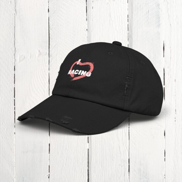 I love racing | Unisex Distressed Cap - Image 2