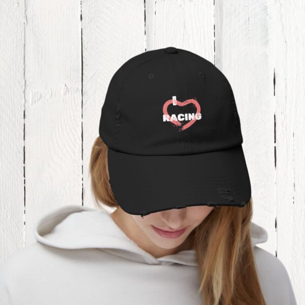 I love racing | Unisex Distressed Cap - Image 4