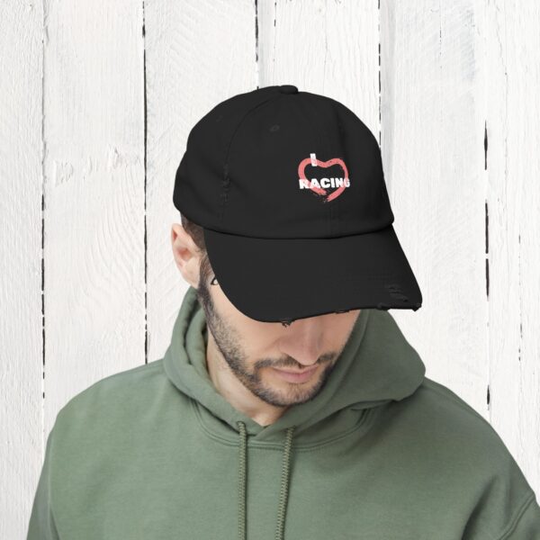 I love racing | Unisex Distressed Cap - Image 6