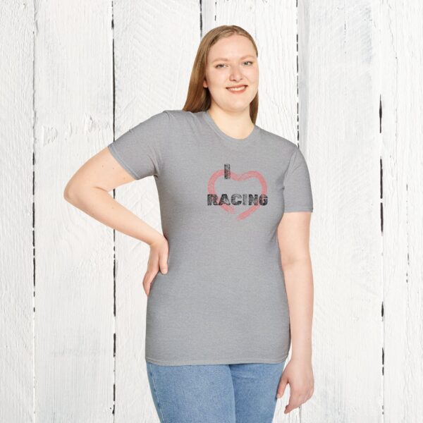 I love racing | Adult Unisex Softstyle T-Shirt - Image 15