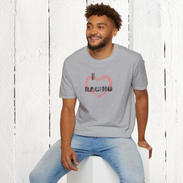 I love racing | Adult Unisex Softstyle T-Shirt - Image 18