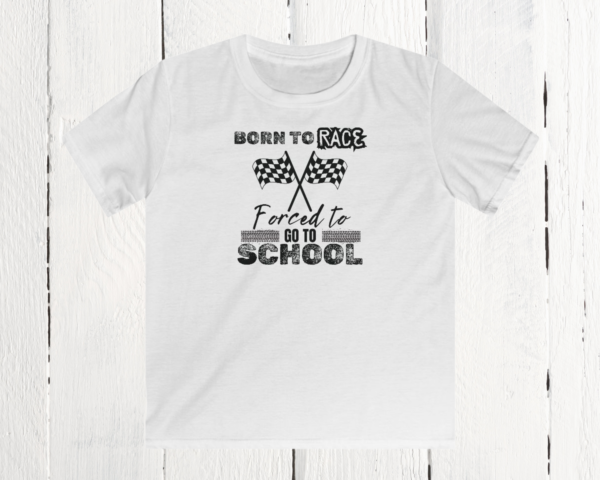 Born to race, forced to go to school | Kids Softstyle Tee - Image 2