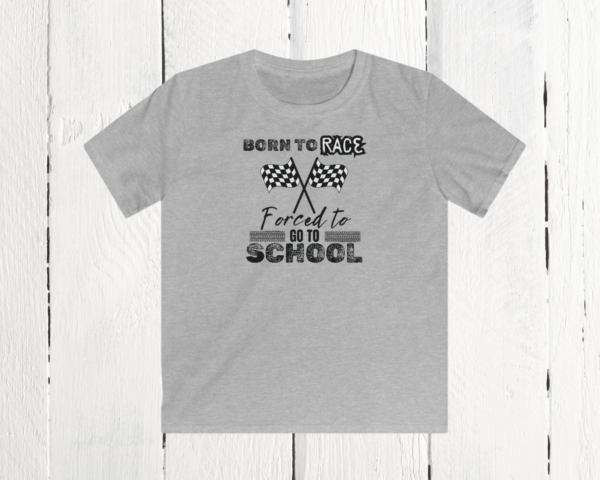 Born to race, forced to go to school | Kids Softstyle Tee