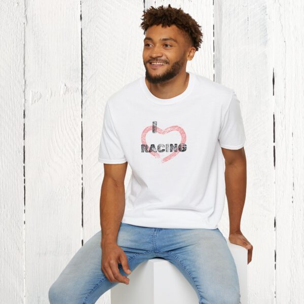 I love racing | Adult Unisex Softstyle T-Shirt - Image 12