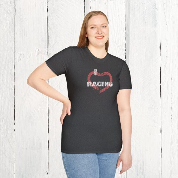 I love racing | Adult Unisex Softstyle T-Shirt - Image 21