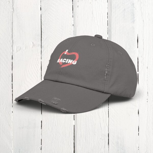 I love racing | Unisex Distressed Cap - Image 9