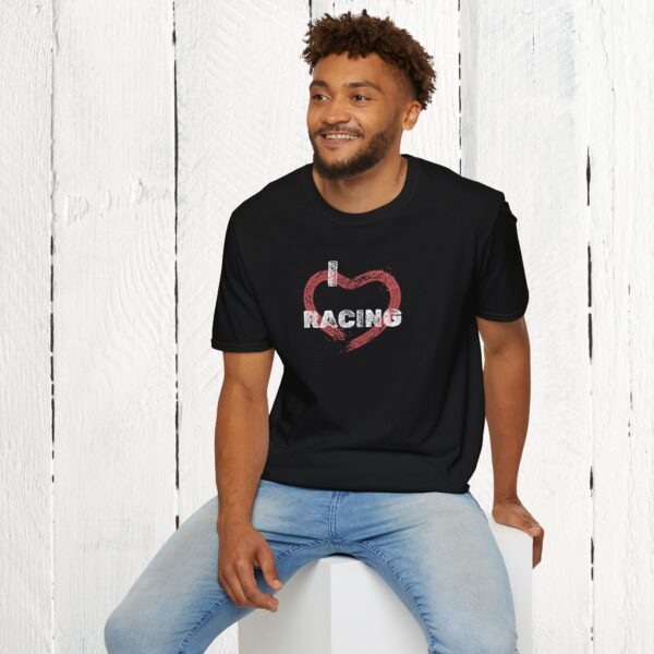 I love racing | Adult Unisex Softstyle T-Shirt - Image 4